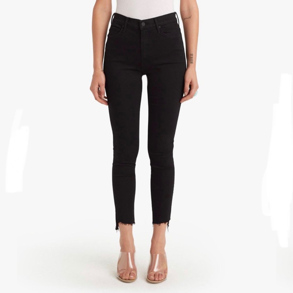 Mother Jeans in Black with Stepped Frayed Hem 23